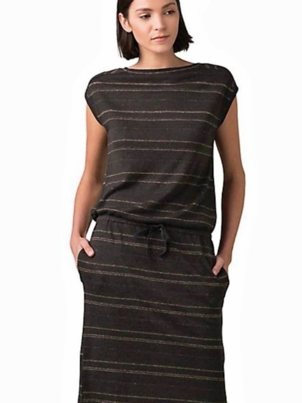 prAna Cozy Up Skyland Dress Striped Black XS